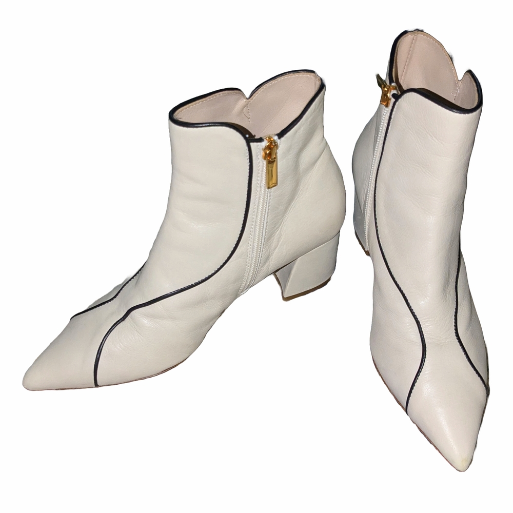Mavette Fiona Ivory and Black Trim Ankle Booties EU 40 US 10